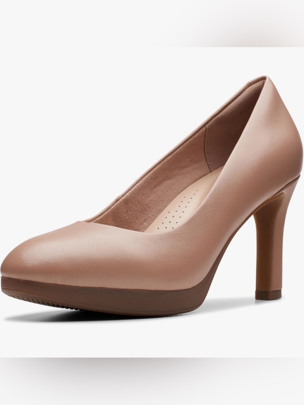 Clarks Ambyr2 Braley Leather Black Womens Pump High Heels Comfort nude